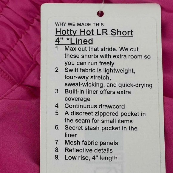 Lululemon NWT Hotty Hot Sonic Pink LR,4”,Size-8 🩷 - Picture 11 of 12